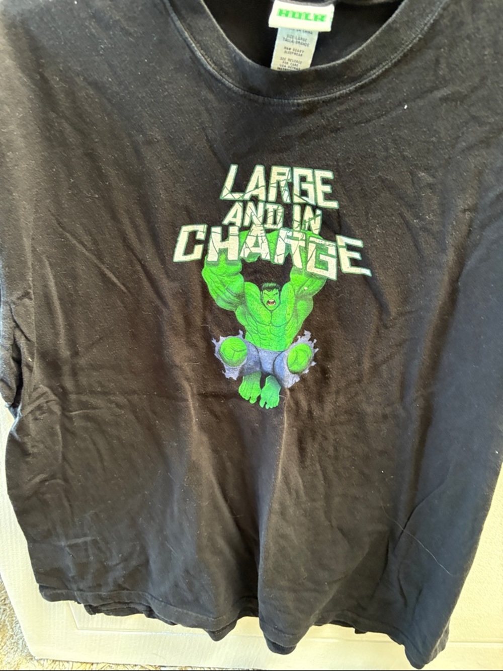 Marvel Black Tee with Green Hulk Graphic and Purple Accents